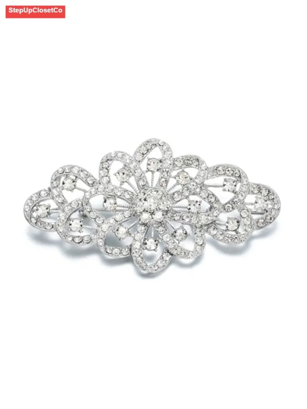 Austrian Crystal Flower Ribbon Brooch Pin Wedding Bridal Brooch